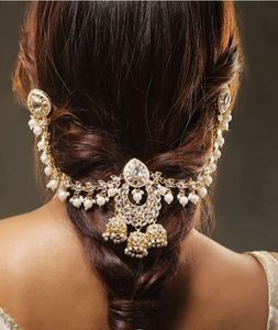 Élégante Pince à Cheveux de Mariée Vintage en Alliage Plaqué Or Réglable avec Chaîne, Perles et Pierres Précieuses – Accessoire de Cheveux pour Femme pour Mariage - Product Image 3