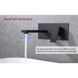 Rubinetto a Muro Monocomando Nero Opaco a 2 Fori in Ottone per Lavabo o Vasca da Bagno - Product Image 4