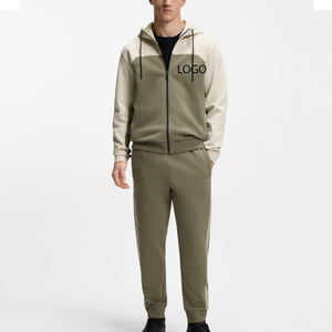 Conjunto de Sudadera con Capucha y Pantalones de Forro Polar Colorblock para Hombre, Cálido, Invierno 2026 / Conjunto de Sudadera con Capucha y Pantalones de Forro Polar Colorblock para Hombre, Dos Piezas - Product Image 1