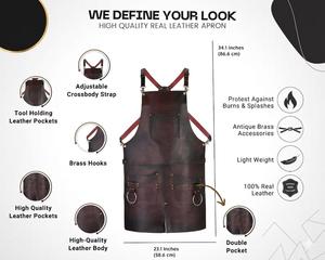 Tablier en cuir haut de gamme pour chef de restaurant, vêtements de travail de cuisine, personnalisation de marque, OEM, ODM, approvisionnement en gros LPN-0215 - Product Image 6