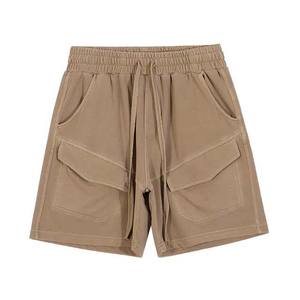 Shorts en coton molletonné vintage pour hommes, coupe brute, style délavé, pour l'été, avec cordon de serrage, pour femmes, coupe jogger - Product Image 1