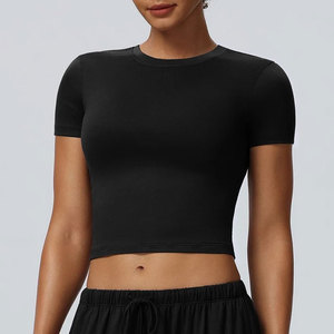 Nouveau T-shirt de sport moulant pour femme, coupe ajustée, anti-transpiration, idéal pour la course à pied, vente en gros à bas prix - Product Image 4