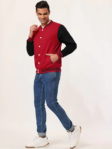 Custom printed long-sleeved baseball <b>jacket</b> for <b>men</b>, solid color blank <b>jacket</b> with school team <b>lettering</b>. - Product Image 4