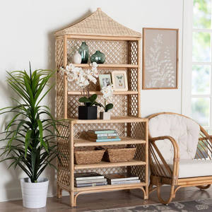 Creative Design Rattan Shelving Tall Room <b>Storage</b> Organizer Durable Hand Crafted <b>Wicker</b> Plant Stand Home Decorative <b>Unit</b> - Product Image 6
