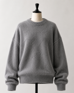 เสื้อสเวตเตอร์โมแฮร์กันยับทรงโอเวอร์ไซส์แบบสั่งทำพิเศษสำหรับ OEM  แบบยูนิเซ็กซ์  ถักแบบปัดขน  คอกลม  ลายทางวินเทจ  สำหรับฤดูหนาว  แบบสั่งผลิตส่วนตัว - Product Image 4