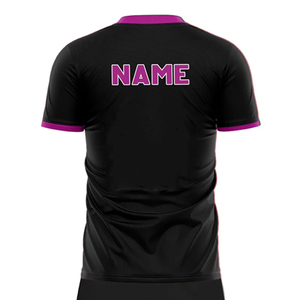 Maillot de football personnalisé pour homme, noir et violet rayé, sublimé, anti-humidité, ajusté, manches courtes, toutes saisons, vêtements de sport - Product Image 6