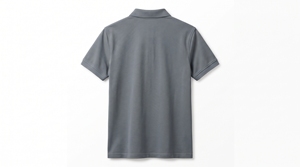Polo à manches courtes gris pour homme, logo brodé, uni, décontracté, séchage rapide, tricoté en polyester, coupe classique - Product Image 2