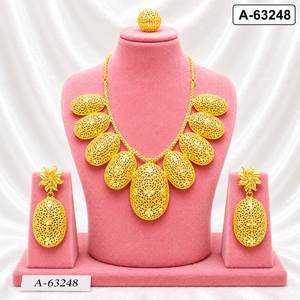 Conjunto de Joyería Étnica Chapada en Oro de 24K, Collar y Aretes con Diseño de Borlas, para Mujer, Aleación, A-63254 - Product Image 6