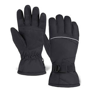 Gants de ski en cuir imperméables et isolés pour sports d'hiver unisexes, snowboard, fermeture à boucle complète - Product Image 1