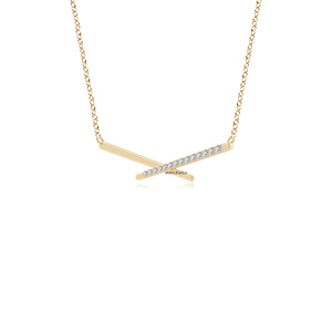 Colgante de compromiso con diamante cultivado en laboratorio, diseño de barra cruzada, oro de 10K, 14K, 18K, plata 925, 935, lujo, minimalista, moderno, chapado en rodio, fino - Product Image 4