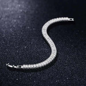 Pulsera de tenis VVS Moissanite con corte esmeralda, plata de ley 925, chapada en rodio, estilo Iced Out, baguette, Hip Hop, unisex - Product Image 2