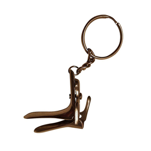 Wholesale Manufacturer Clinic Promotional Keychains Speculum Shaped Titanium Color Key <b>Rings</b> Customized Brand <b>Name</b> Keychains - Product Image 5