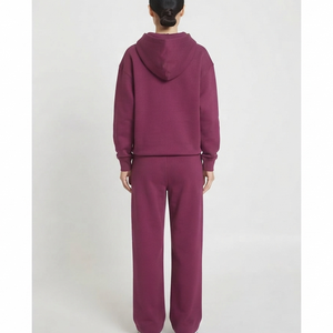 OEM Manufacturer Customized <b>Women's</b> Baggy Fit <b>Tracksuit</b> Set Pullover Front Hoodie Wide Leg Sweatpants Winter <b>Purple</b> Casual - Product Image 6