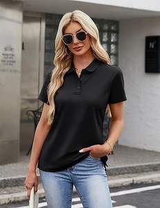 เสื้อโปโลผู้หญิง แขนยาว ลายทางรักบี้ เสื้อโปโลแขนยาว เสื้อเท่ห์ๆ สำหรับธุรกิจ ผ้าฝ้ายผสมโพลีเอสเตอร์ เสื้อโปโลผู้หญิงสำหรับตีกอล์ฟ - Product Image 1