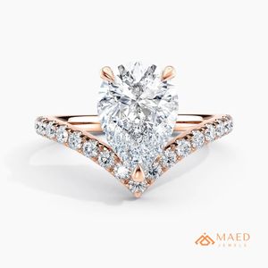 Bague en moissanite à bande fendue en forme de poire pour femme, or rose, bijoux de fiançailles et d'anniversaire, style élégant au quotidien - Product Image 1