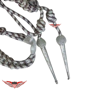 <b>Black</b> And Silver Aiguillette Shoulder <b>Cords</b> Aiguillette Twisted Aiguillette with Metallic Tip - Product Image 2