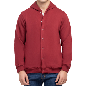 Sweat à capuche zippé en molleton pour homme, style universitaire, avec bordure côtelée, motif uni, mélange de coton respirant - Product Image 1