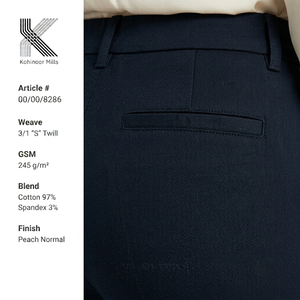 Pantalones de Mujer de Cintura Alta, Ajustados, Tipo Lápiz, Mezcla de Algodón y Elastano, 245GSM, Color Sólido, Largos, Tejido Twill - Product Image 3