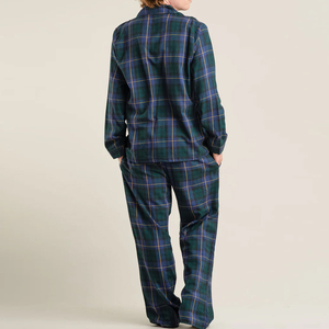 Pijamas de algodón orgánico para hombre, manga larga, conjunto de dos piezas a rayas, camisa con botones y pantalón, conjunto de ropa de dormir personalizada. - Product Image 5