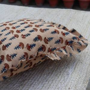 vintage indian cotton block print frill cushion covers hand blocks frill pillow covers bohemian pillows 16x16 <b>18x18</b> 20x20 - Product Image 3