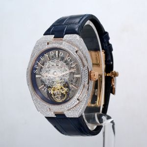 Elegante Reloj de Lujo para Hombre con Caja de Diamantes, Cuarzo Analógico, Cristal de Zafiro, Correa de Moissanita Plateada, Cierre Oculto, Movimiento ETA, 10m - Product Image 2