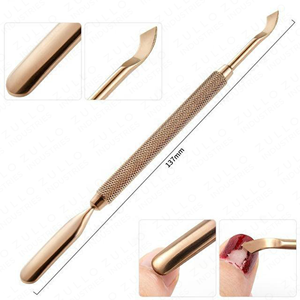 Empujador de Cutículas de Doble Punta de Acero Inoxidable Chapado en Oro Premium, Limpiador de Uñas para Manicura y Pedicura Profesional - Product Image 2