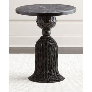 Tables basses et d'appoint rondes en métal de qualité supérieure, entièrement noires, avec base en marbre, pour la maison, l'hôtel et le salon. - Product Image 2