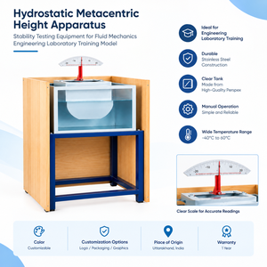 Appareil de mesure de la hauteur mécentrique hydrostatique |   Équipement d'essai de stabilité pour le laboratoire d'ingénierie mécanique des fluides - Modèle de formation - Product Image 5