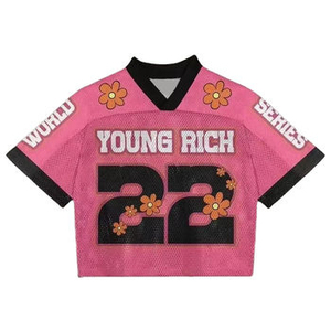 Custom Manufacturer American Vintage Soccer Oversized Knitted 100% <b>Polyester</b> Mesh V-Neck Crop Boxy Jersey Men's Anti-UV - Product Image 4