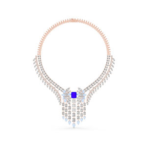 สร้อยคอเพชรทรงเจ้าหญิง/ทรงลูกแพร์/ทรงมาร์คีส์/ทรงมรกต ทองคำขาว 14k สำหรับงานหมั้น |   เพชรที่เพิ่งเพาะเลี้ยง - Product Image 6