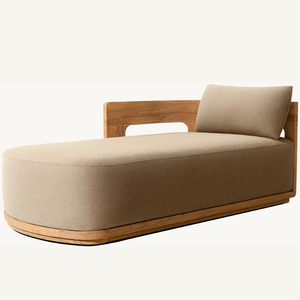 Chaise longue en teck au style moderne, idéale pour se détendre confortablement au bord de la plage et profiter de l'air frais avec un coussin en mousse souple. - Product Image 3