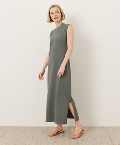 Robe longue en coton pour femme, décontractée, pour les vacances d'été, style tee-shirt, avec col rond et sans manches - Product Image 2