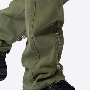 Pantalon de survêtement évasé pour homme, élégant et léger, taille mi-haute, style vintage en toile, idéal pour l'hiver – Vente en gros OEM à prix avantageux - Product Image 3