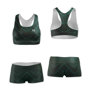 Conjunto de Sujetador Deportivo y Pantalones Cortos para Mujer, Sublimado, para Gimnasio, Fitness, Yoga, Ropa Deportiva de Alta Elasticidad, Proveedor Mayorista - Product Image 3