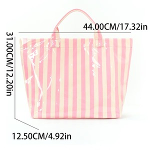 Bolsa de Compras para Mujer, Impermeable, con Rayas, de Gran Capacidad, para la Playa, Verano y Viajes, de PVC, Aspecto Elegante, Venta Caliente - Product Image 2