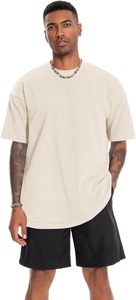 T-shirt en coton délavé à l'acide pour homme, coupe classique, manches courtes, col rond, jersey décontracté, teinture unie, respirant, streetwear personnalisé - Product Image 2