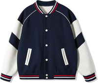 Blouson d'hiver de luxe en laine chenille brodée CE pour homme, col montant vintage bleu et blanc, finition de qualité supérieure