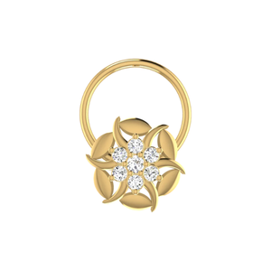 AJRETAIL Bijou de piercing fin pour femme, ethnique, en or 14K, avec diamant naturel de 0,05 ct, taille brillant rond, motif floral, pour le nez - Product Image 1
