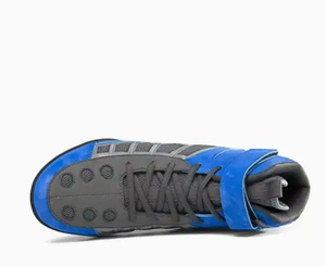 Chaussures de kick-boxing bleues à tige haute, à lacets et fermeture velcro, en daim respirant, pour adultes, entraînement, sparring, arts martiaux - Product Image 6