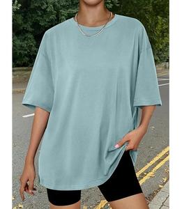 Camiseta de Mujer 100% Algodón Sólido, Manga Corta, Cuello con Hombros Caídos, Estilo Holgado, Casual, Transpirable, de Bangladesh, Superventas - Product Image 6