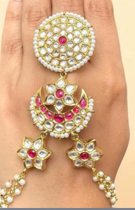 กำไลข้อมือหินจากนักออกแบบของ Kundan สำหรับผู้หญิงสร้อยข้อมือแบบดั้งเดิมสำหรับใส่ไปงานปาร์ตี้คอลเลกชันสำหรับผู้หญิง - Product Image 2