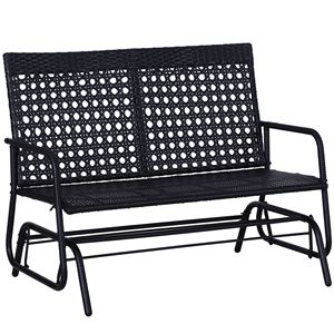 Panca a dondolo da esterno intrecciata per 2 persone con cuscini e design ergonomico - Product Image 1