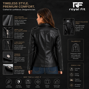 Veste épaisse en cuir de vachette pour femme, style motard, imperméable, coupe-vent, écologique, vêtement d'extérieur d'hiver, doublure en polyester, col montant - Product Image 5