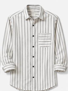 เสื้อเชิ้ตผ้าฝ้ายทวิลลำลองสำหรับผู้ชาย แขนยาว ปกคอพับ ใส่ได้ในฤดูใบไม้ร่วง - Product Image 5
