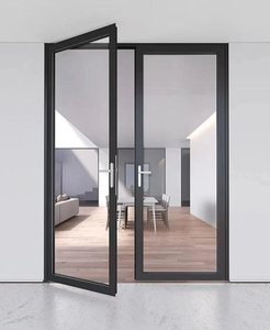 Porte d'entrée automatique moderne à battant simple, ouvre-porte électrique intelligent, double rupture thermique, verre aluminium - Product Image 6