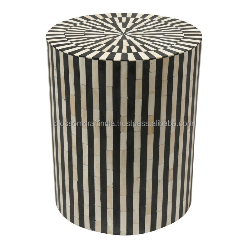 Handmade Luxury Eco-Friendly Bone Inlay Art Deco/Modern Design Customizable Stool Bedside Table Wooden Furniture Living Room · image 1
