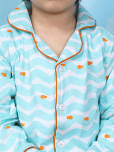 Conjunto de Pijama de Algodón para Niños, Camisa de Manga Larga con Estampado de Nubes Azules y Pantalones de Pijama, Ropa de Dormir Suave y Transpirable para Niños - Product Image 3