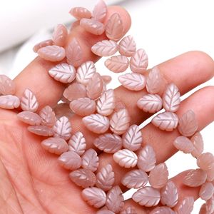 AAA <b>Peach</b> Moonstone Leaf Shape Gemstone Beads Hand Carved Gemstone Beads Jewelry Making 10-11MM Natural Moonstone Beads 8" Inch - Product Image 1