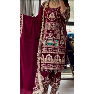 ชุดเสื้อผ้าสำหรับงานปาร์ตี้ชุดหรูหราของผู้หญิงจากดีไซเนอร์ dhoti salwar dupatta - Product Image 6