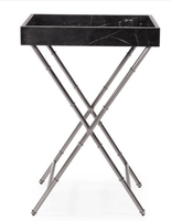 Table basse rectangulaire moderne en faux marbre noir avec structure métallique pour salon et mobilier de maison